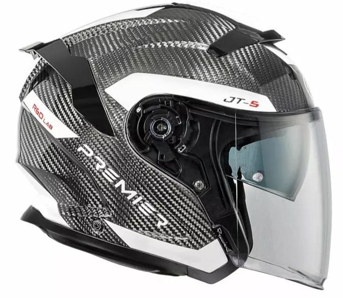 Скутерова каска Premier JT5 Carbon MA 8 BLACK/WHITE — снимка 3