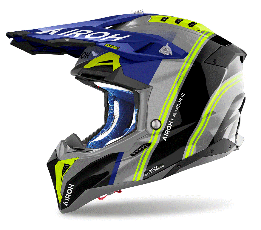 Каска AIROH AVIATOR 3 HIMA BLUE YELLOW 1