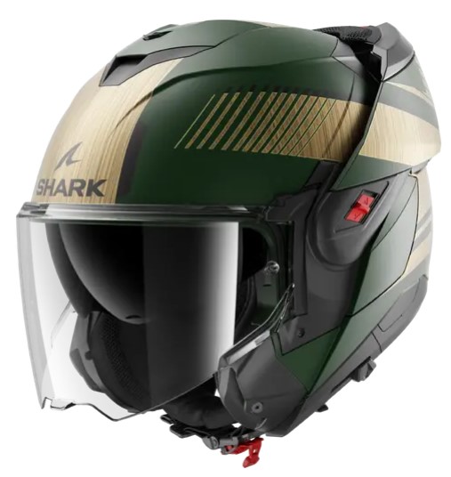 Модуларна каска SHARK OXO SIKTER Mat Green Chrome Gold — снимка 3