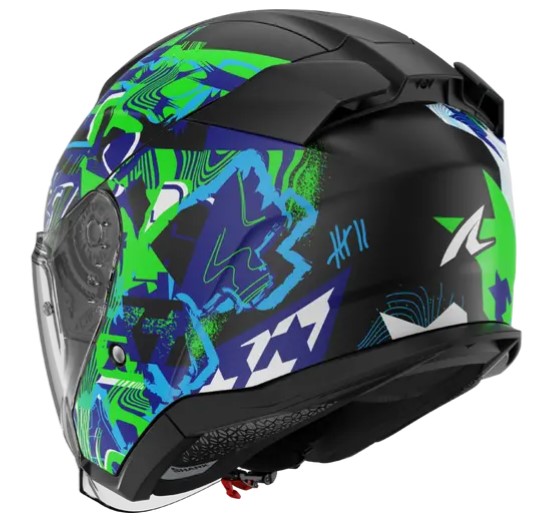 Каска за скутер SHARK SKWAL JET PRANZ Mat Black/Green/Blue — снимка 3