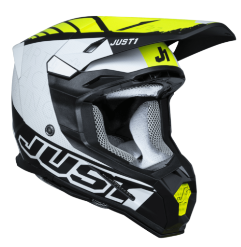 Mотокрос каска Just1 J-22 F Dynamo Fluo Yellow/White/Black — снимка 5