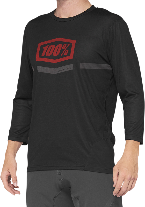 Вело джърси 100% AIRMATIC 3/4 SLEEVE BLACK/RED
