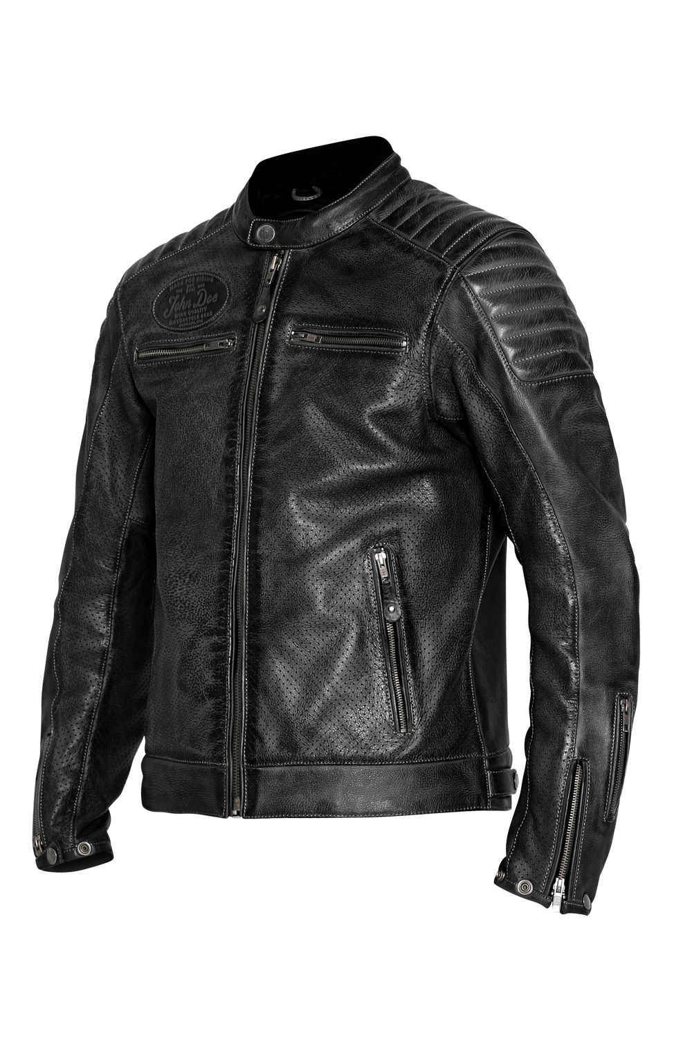Кожено яке JOHN DOE STORM PERFORATED BLACK — снимка 2