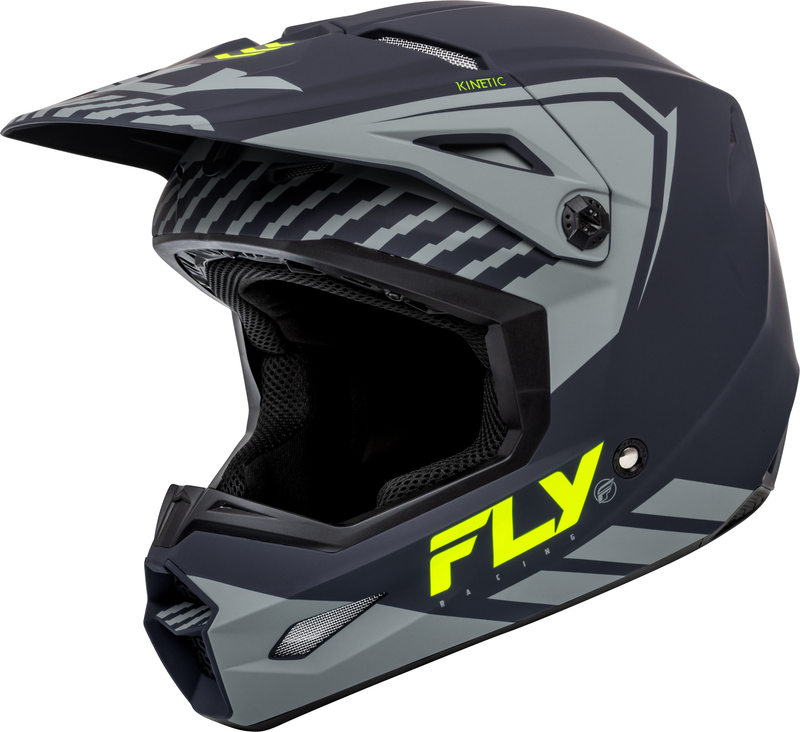 Детска крос каска FLY RACING Kinetic Menace - Matte Grey/Hi-Vis