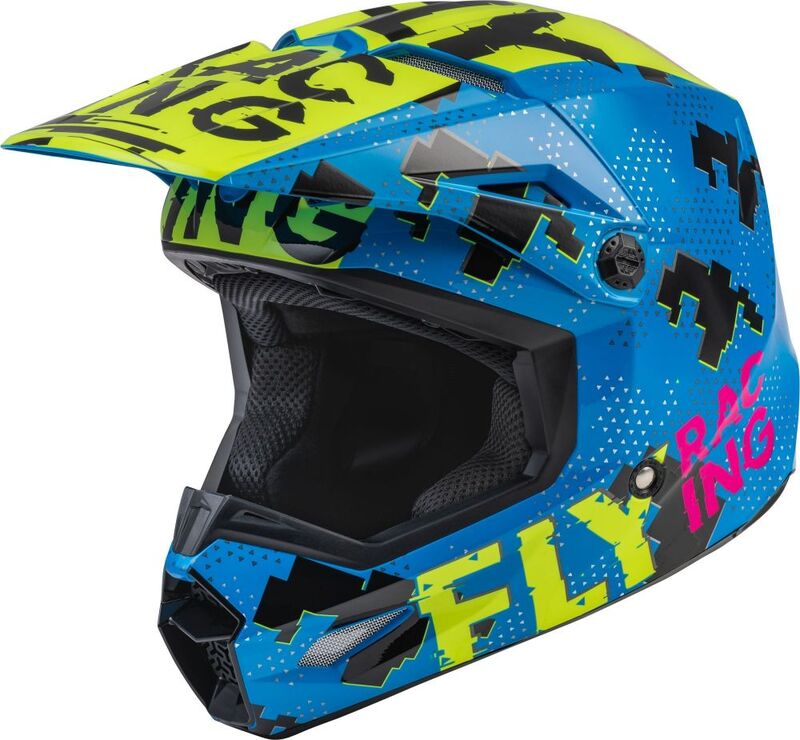 Детска крос каска FLY RACING Kinetic Scan- Blue/Hi-Vis-Pink