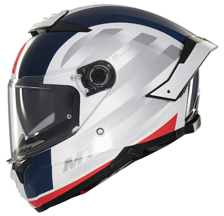 Каска MT THUNDER 4 SV TREADS C7 GLOSS WHITE/BLUE/RED — снимка 2