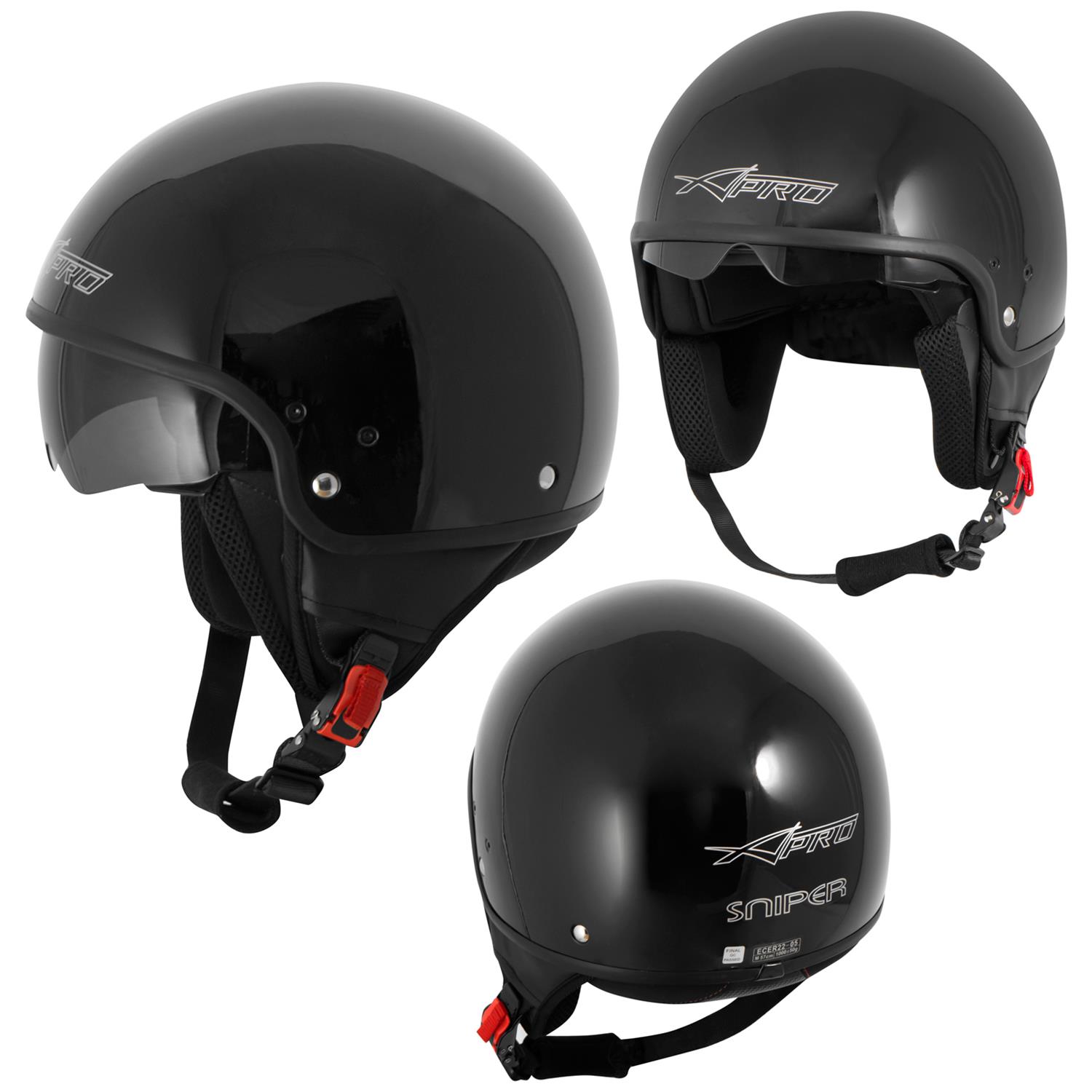 Каска за скутер A-PRO SNIPER BLACK — снимка 6