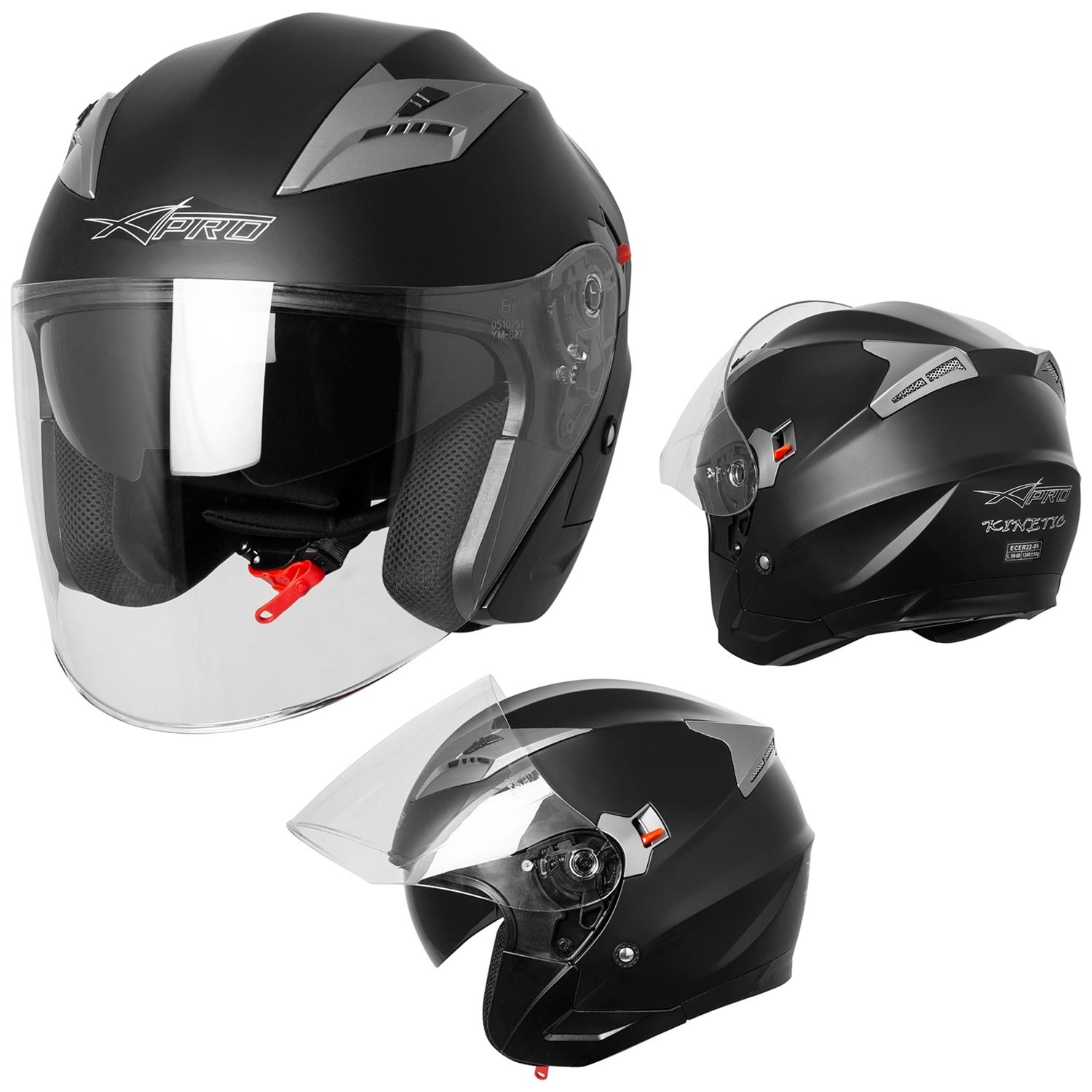Каска за скутер A-PRO KINETIC MATT BLACK — снимка 6