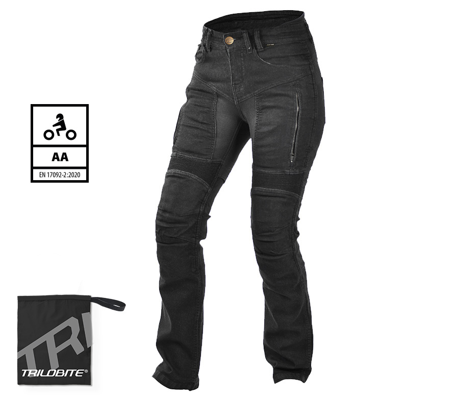 Дамски мото дънки TRILOBITE 661 PARADO REGULAR FIT LONG BLACK 1