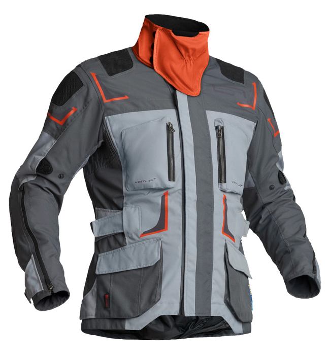 Текстилно мото яке Lindstrands Myrvik Light Grey/Black/Orange — снимка 3