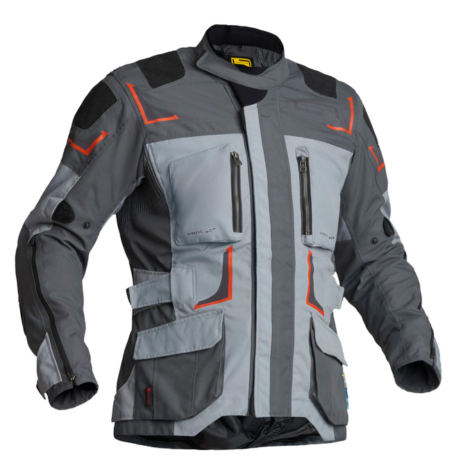 Текстилно мото яке Lindstrands Myrvik Light Grey/Black/Orange