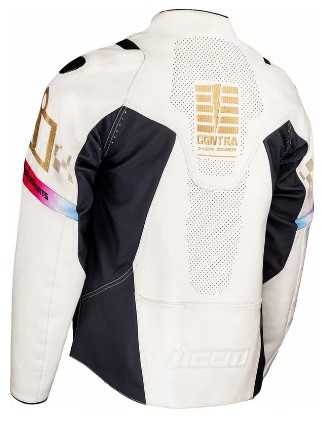 Кожено яке ICON Contra3™ RIZZ RIZZ WHITE — снимка 2