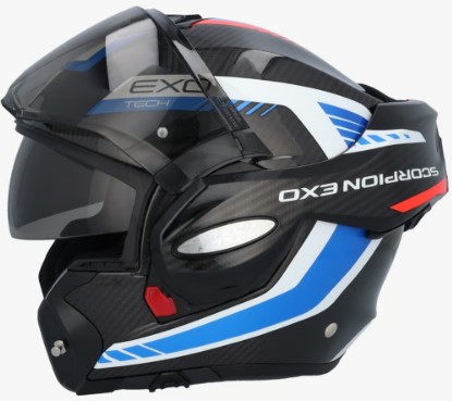 Модуларна каска SCORPION Exo-Tech Evo Carbon BLACK/BLUE/RED — снимка 4