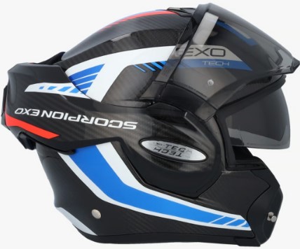 Модуларна каска SCORPION Exo-Tech Evo Carbon BLACK/BLUE/RED — снимка 3