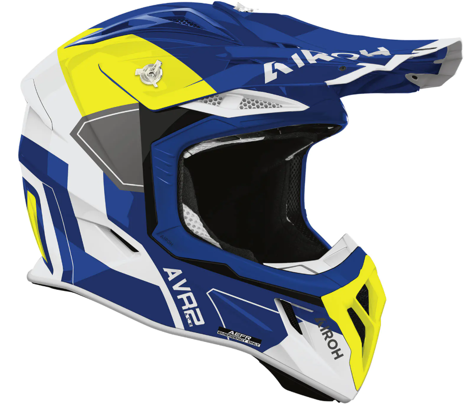 Мотокрос каска AIROH AVIATOR ACE 2 SHIELD BLUE/YELLOW — снимка 2