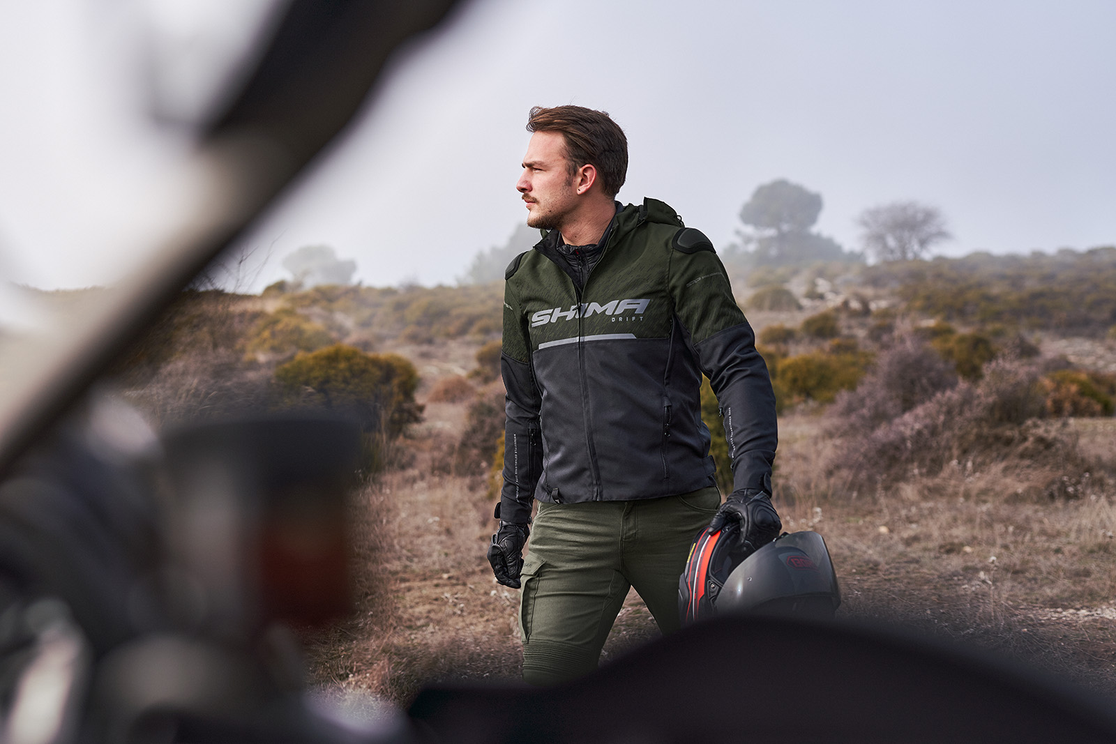 Текстилно мото яке SHIMA DRIFT BLACK/KHAKI — снимка 4