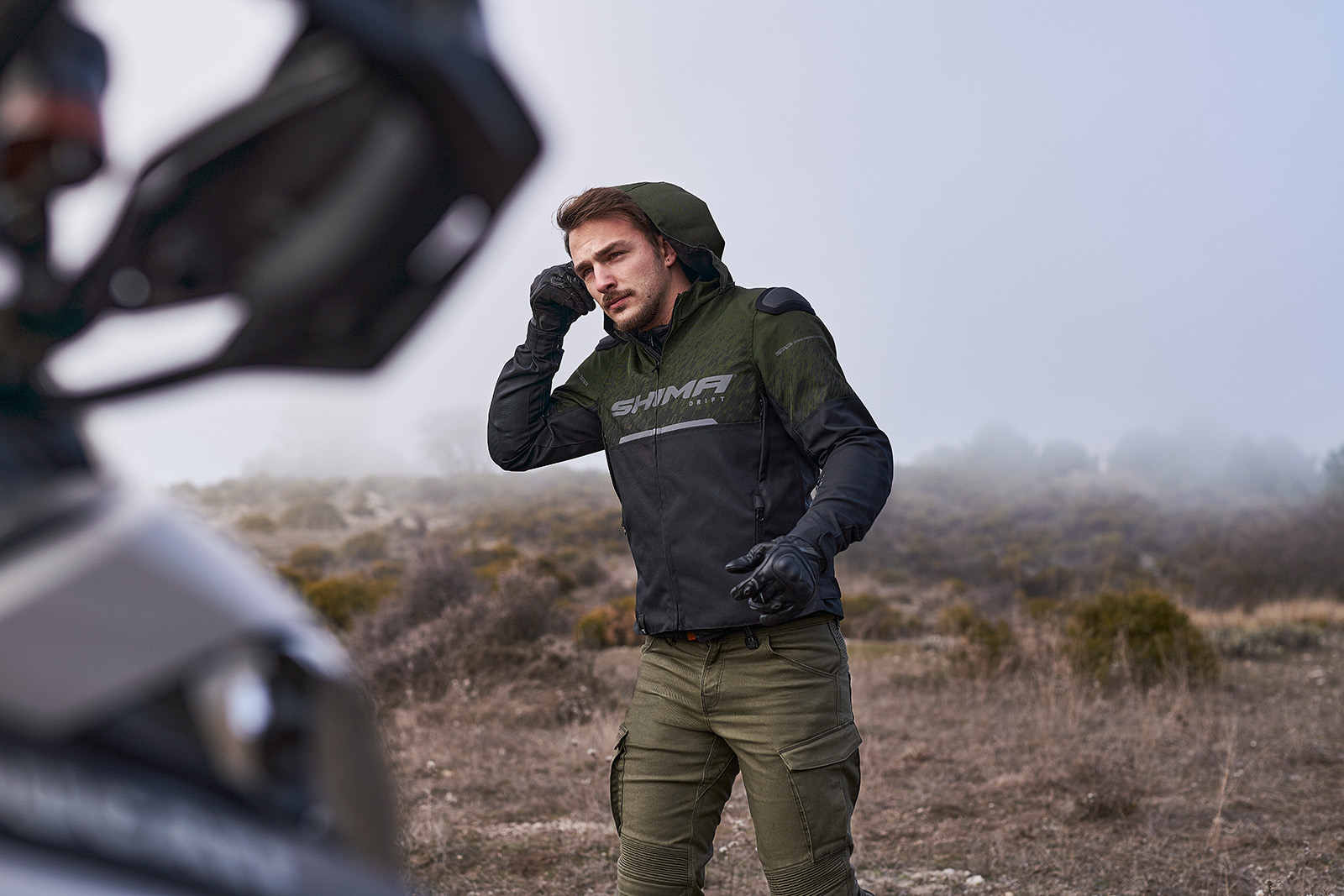 Текстилно мото яке SHIMA DRIFT BLACK/KHAKI — снимка 5
