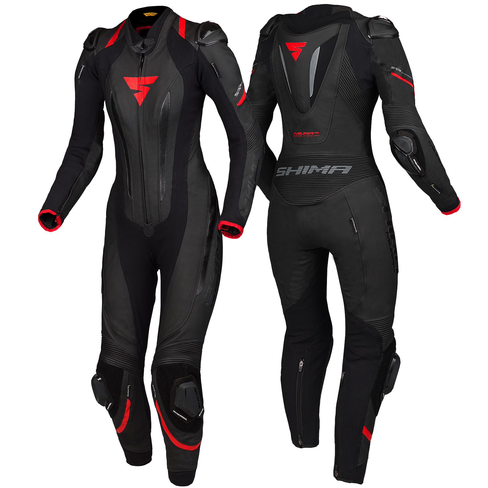Дамски кожен екип SHIMA MIURA RS BLACK/RED — снимка 3