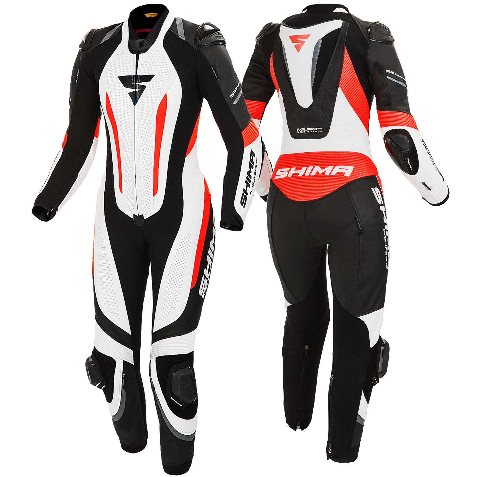 Дамски кожен екип SHIMA MIURA RS WHITE/FLUO — снимка 3