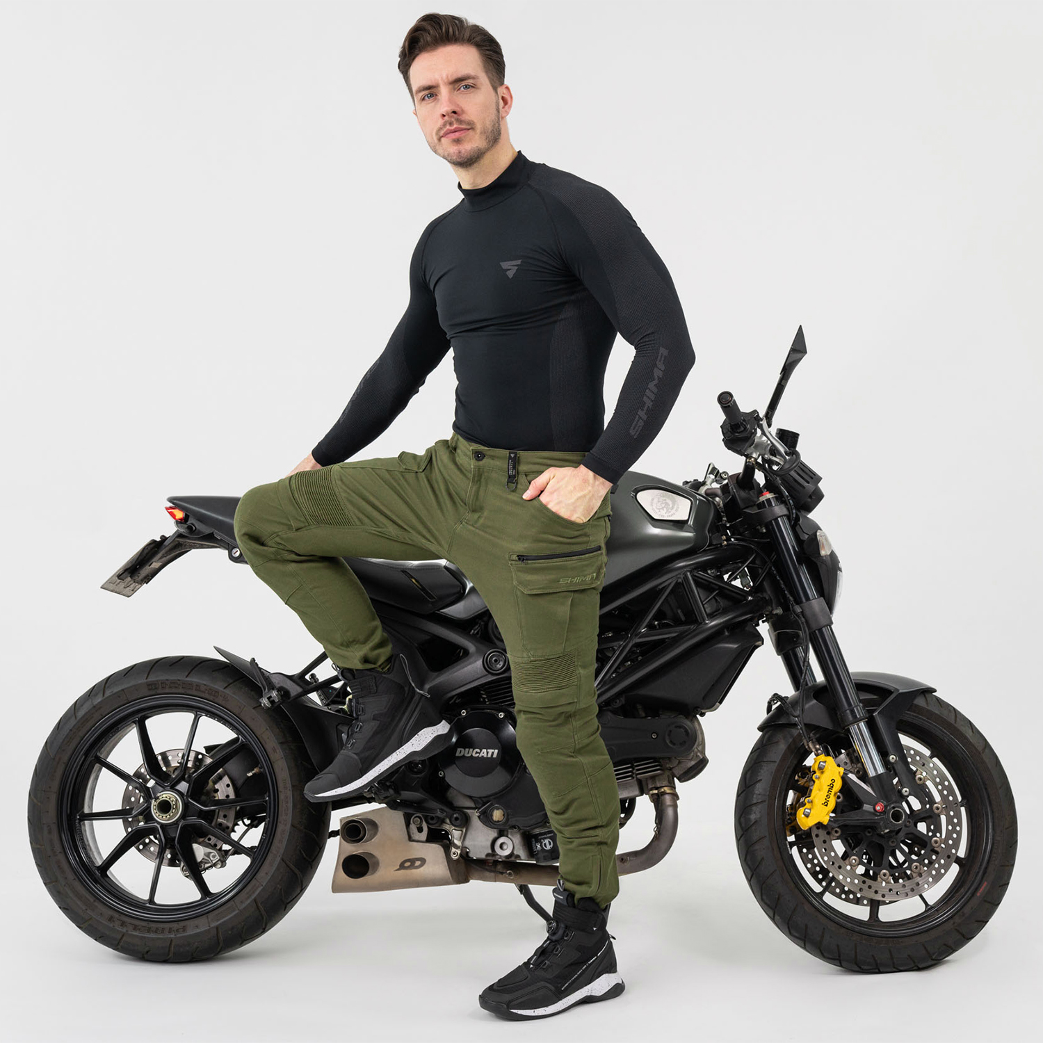 Текстилен мото панталон SHIMA GIRO 3.0 KHAKI LONG — снимка 4
