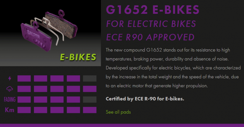 Вело спирачни накландки GALFER BIKE FD459G1652 E-BIKE Brake Pad — снимка 2