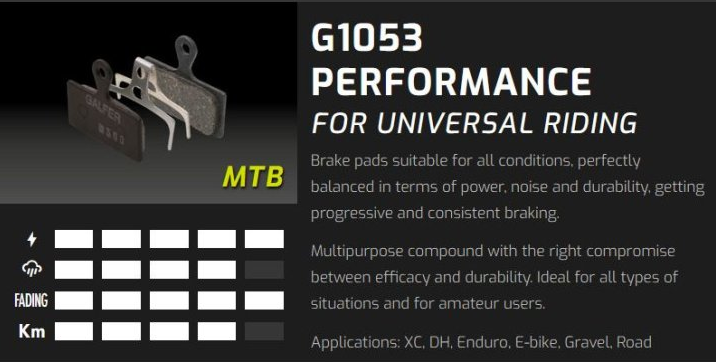 Вело спирачни накландки GALFER BIKE FD496G1053 PERFORMANCE Brake Pad — снимка 2