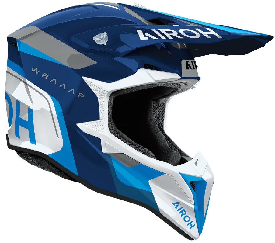 Мотокрос каска AIROH WRAAAP VISION Conquer Blue Gloss — снимка 3