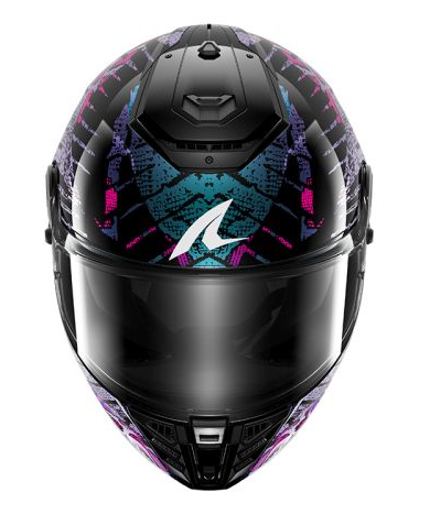 Каска SHARK SPARTAN RS CARBON REPTAIA BLACK/BLUE/PURPLE — снимка 2