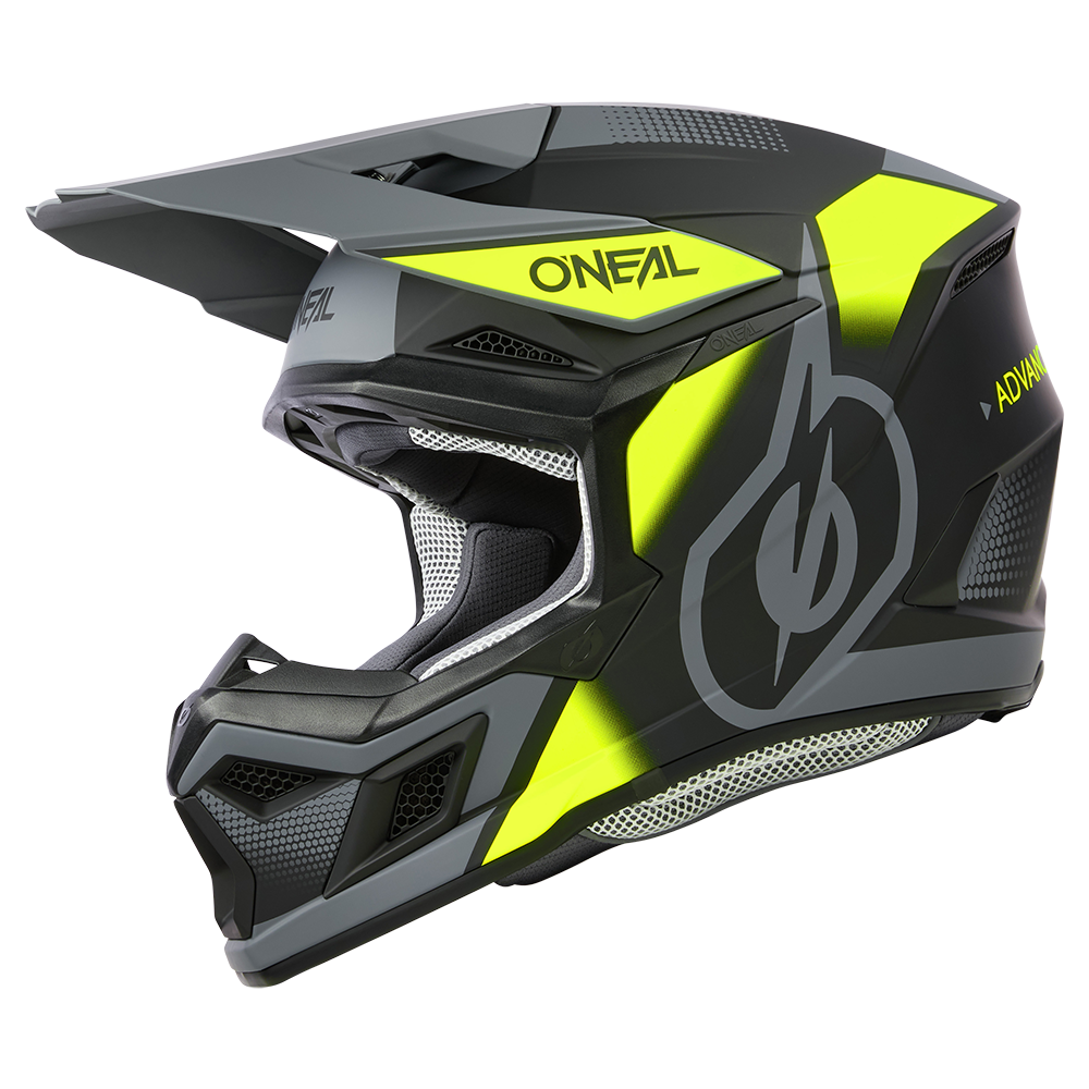 Мотокрос каска O'NEAL 3SERIES VISION BLACK/NEON YELLOW/GRAY V.24 — снимка 2