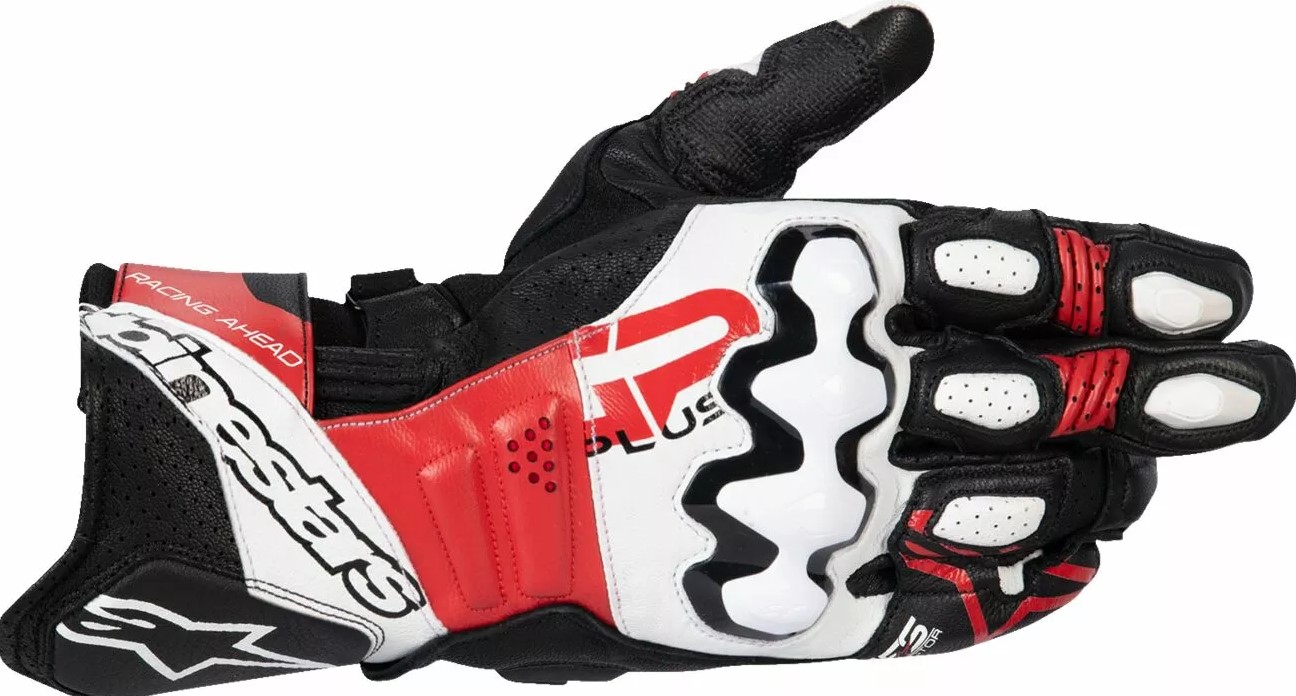 Кожени ръкавици ALPINESTARS GP+ R V3 LTHR BK/WT/BRT RD