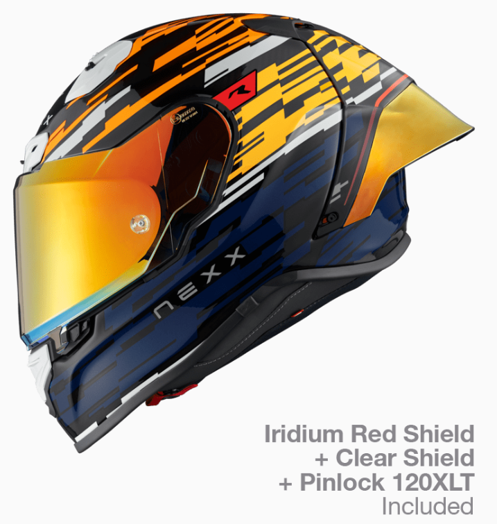 Каска NEXX X.R3R GLITCH RACER ORANGE BLUE — снимка 2