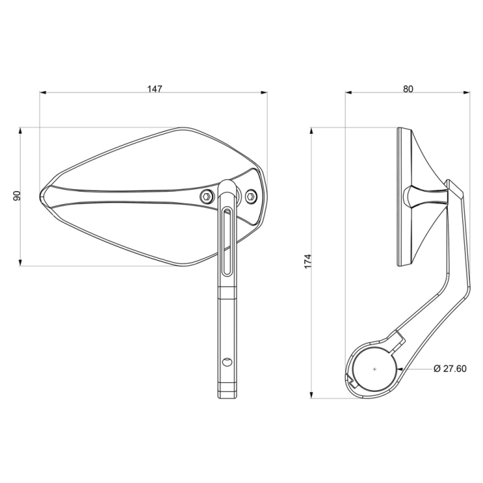 Огледала за мотор BARRACUDA X-VERSION RETROBAR END BLACK (PAIR) — снимка 4
