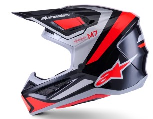 Мотокрос каска ALPINESTARS SM7 RISE BLK/RD/SILV — снимка 2