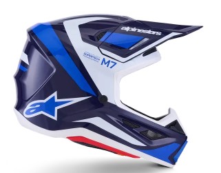 Мотокрос каска ALPINESTARS SM7 RISE BLUE/WHITE — снимка 3