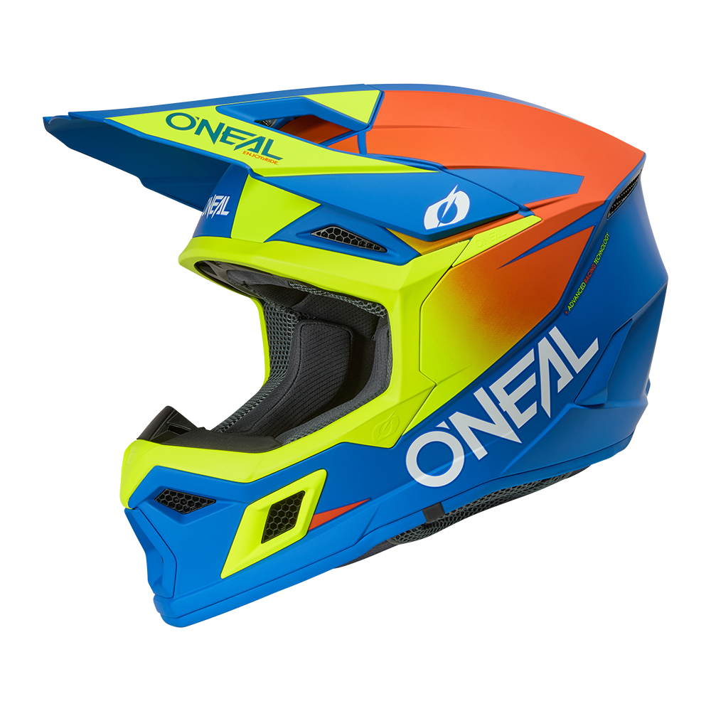 Мотокрос каска O'NEAL 3SERIES SOLID BLUE/NEON V.26 — снимка 2