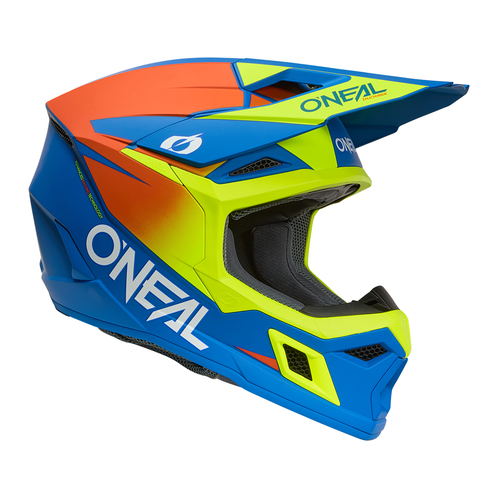 Мотокрос каска O'NEAL 3SERIES SOLID BLUE/NEON V.26 — снимка 3