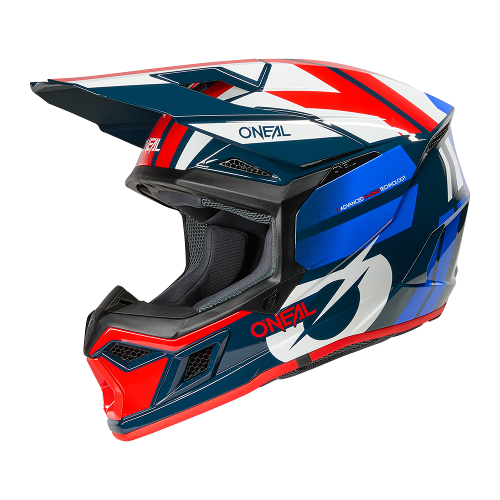 Мотокрос каска O'NEAL 3SERIES RIDE BLUE/WHITE/RED V.26 — снимка 2