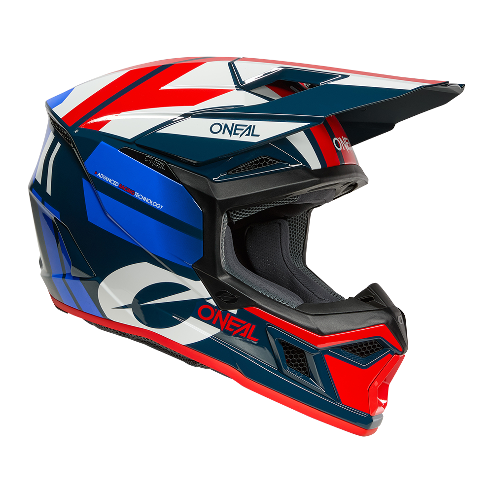 Мотокрос каска O'NEAL 3SERIES RIDE BLUE/WHITE/RED V.26 — снимка 3