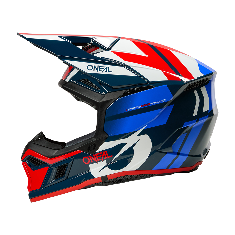Мотокрос каска O'NEAL 3SERIES RIDE BLUE/WHITE/RED V.26 — снимка 5