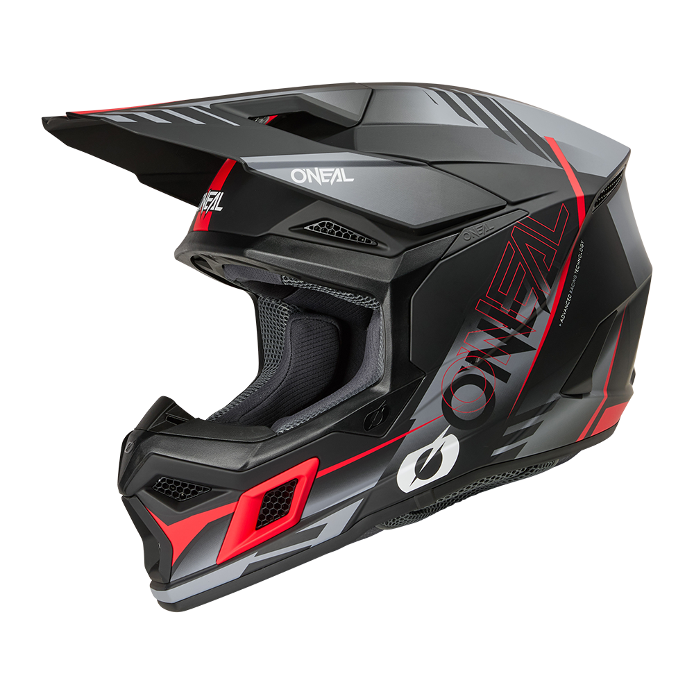 Мотокрос каска O'NEAL 3SERIES HAZE BLACK/GRAY/RED V.26 — снимка 2