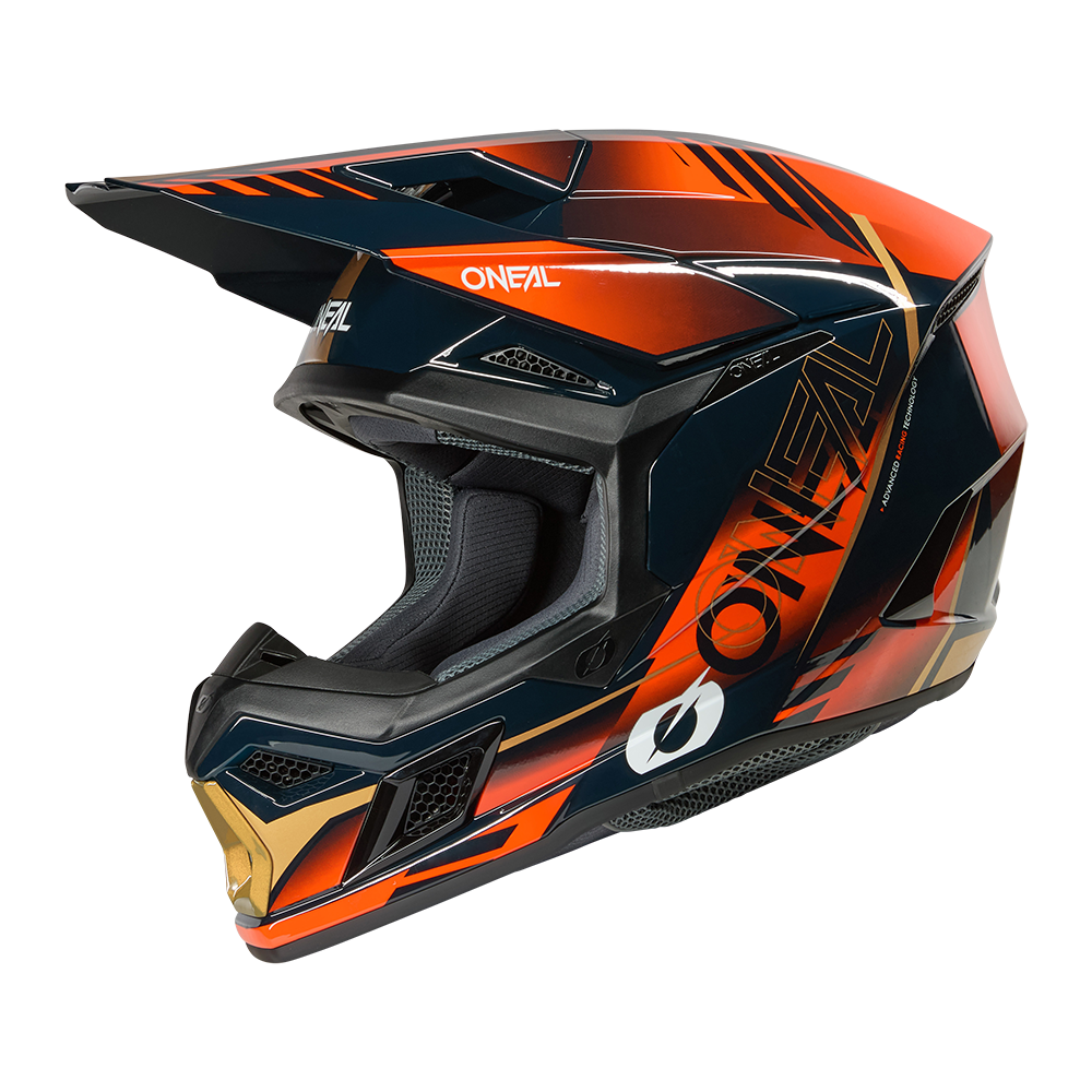 Мотокрос каска O'NEAL 3SERIES HAZE BLUE/ORANGE/GOLD V.26 — снимка 2