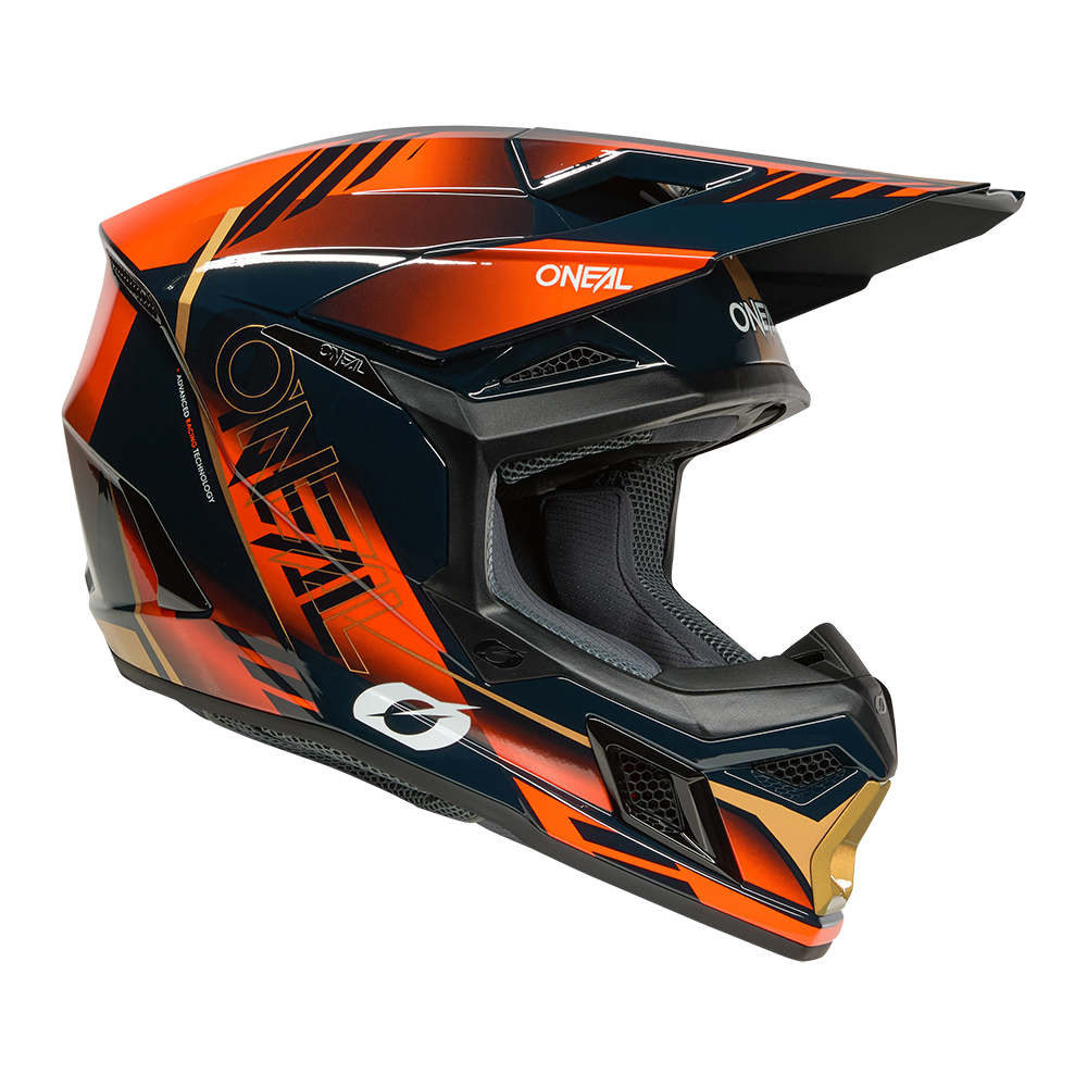 Мотокрос каска O'NEAL 3SERIES HAZE BLUE/ORANGE/GOLD V.26 — снимка 3