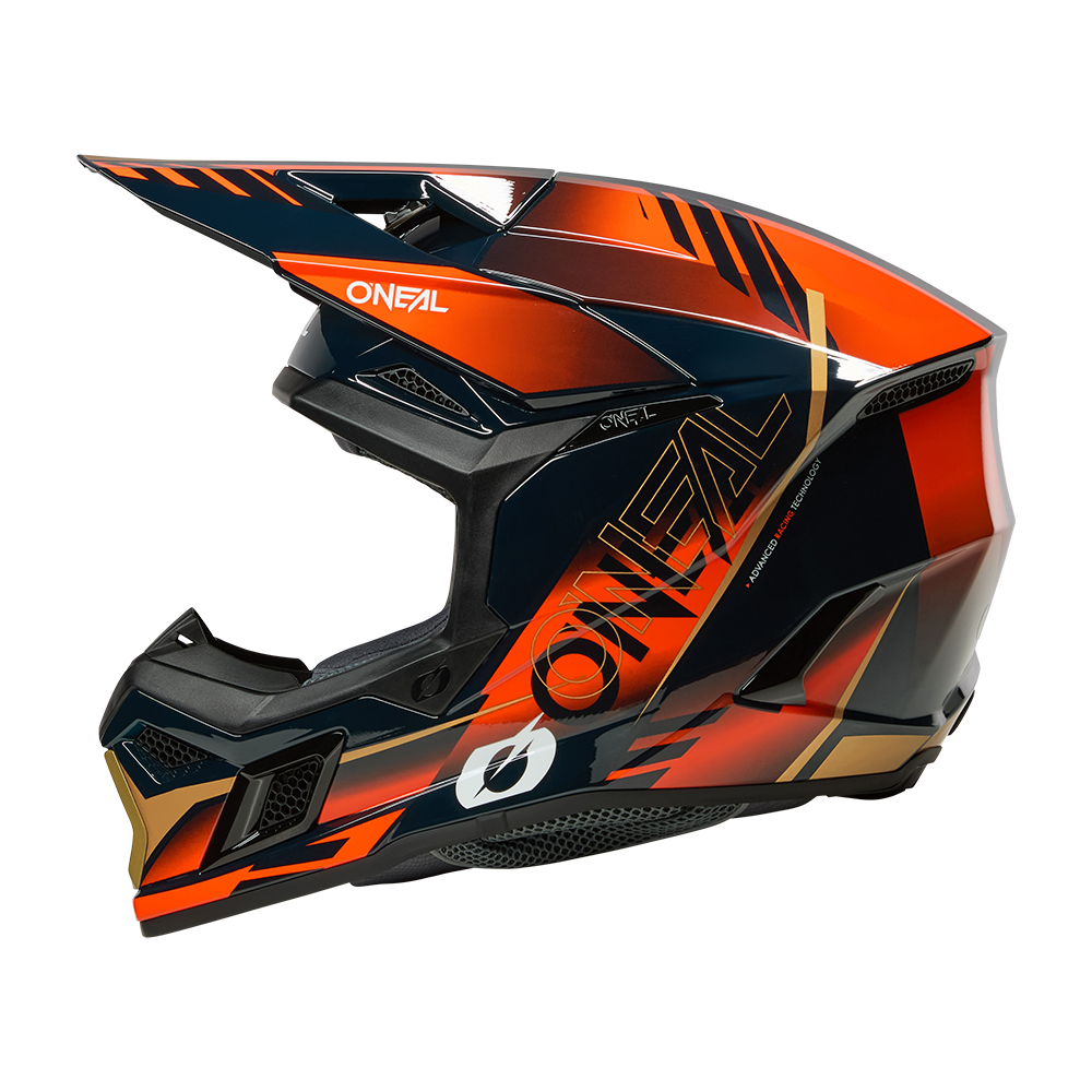 Мотокрос каска O'NEAL 3SERIES HAZE BLUE/ORANGE/GOLD V.26 — снимка 5