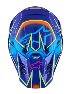 Мотокрос каска ALPINESTARS SM7 CAST BLUE/YELLOW/PINK — снимка 5