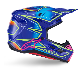 Мотокрос каска ALPINESTARS SM7 CAST BLUE/YELLOW/PINK — снимка 3