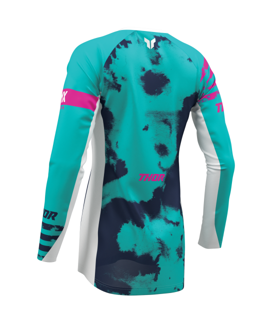 Дамско мотокрос джърси THOR LAUNCHMODE BLEACH WHITE/AQUA — снимка 2