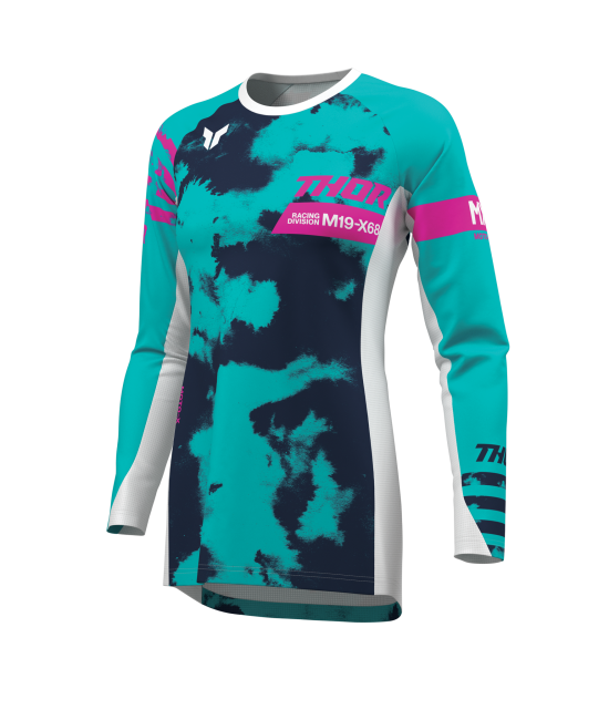 Дамско мотокрос джърси THOR LAUNCHMODE BLEACH WHITE/AQUA — снимка 3