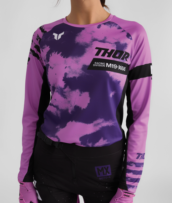 Дамско мотокрос джърси THOR LAUNCHMODE BLEACH BLACK/ORCHID — снимка 5