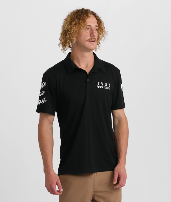 Мото тениска THOR POLO CORPO BLACK — снимка 3