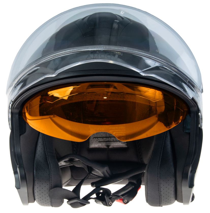 Скутер каска AMOQ Cluster double visor Jet Helmet Blackout — снимка 3